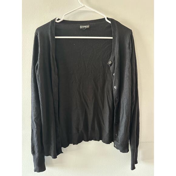 Express Sweaters - Express Sweater Women's Medium Black Cardigan Button Front Preppy Academia Twee